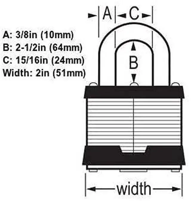 Alt view image 4 of 4 - Padlock - 2" W Body x 2-1/2"L Shackle, Ten (10) Keyed Alike Locks 25NKALJ-10 w/Bump Stop Technology