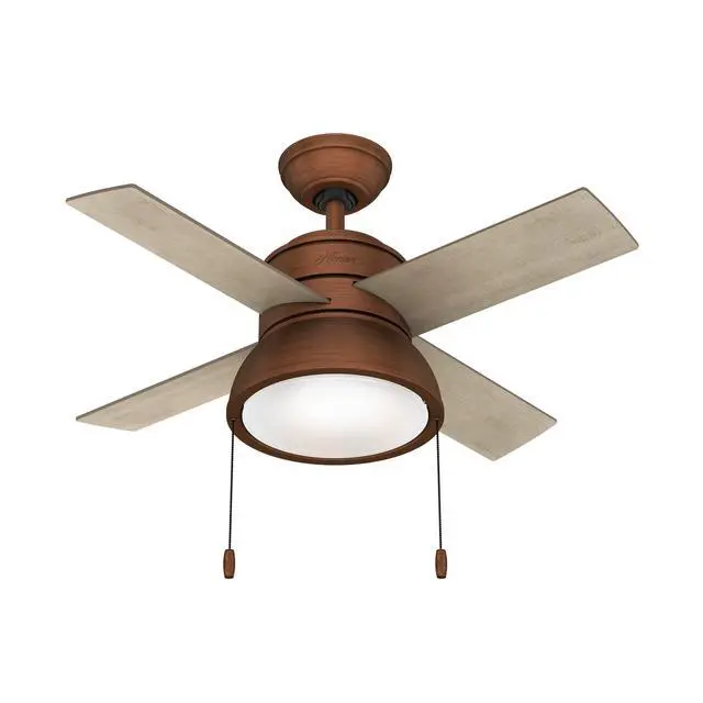 Main image of Fan Company 51042 Loki Indoor Ceiling Fan with LED Light and Pull Chain Control, 36", Weathered Copper Finish