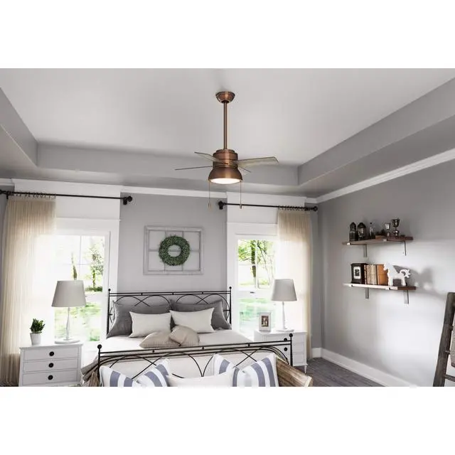 Alt view image 3 of 6 - Fan Company 51042 Loki Indoor Ceiling Fan with LED Light and Pull Chain Control, 36", Weathered Copper Finish