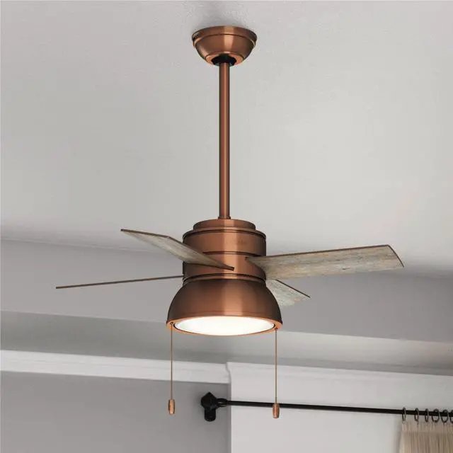 Alt view image 4 of 6 - Fan Company 51042 Loki Indoor Ceiling Fan with LED Light and Pull Chain Control, 36", Weathered Copper Finish