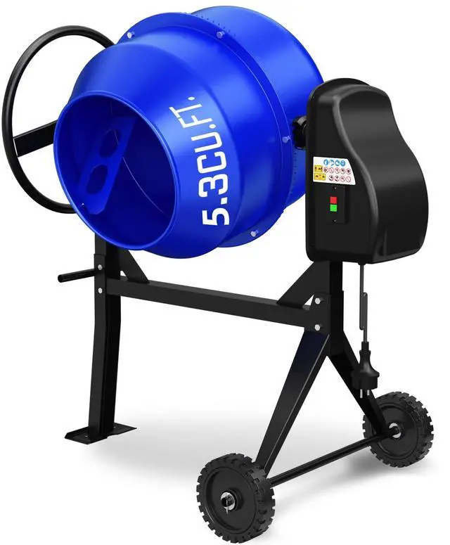 Main image of Electric Cement Mixer, 5.3 Cu.Ft. 750W 1HP Heavy Duty Portable Concrete Mixer Machine with Wheel & Stand for Stucco, Mortar, Seeds, Blue