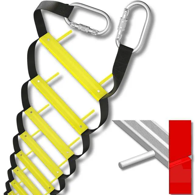 Alt view image 5 of 6 - Built-in Fire Ladder 3 Story 25ft - Emergency Escape Ladders for Homes Include Aluminum Storage Box & Climbing Anchor Set - Window Ladder 3-Story - Wall Mounted Aluminium Ladders - Wall-Fixed Cabinet