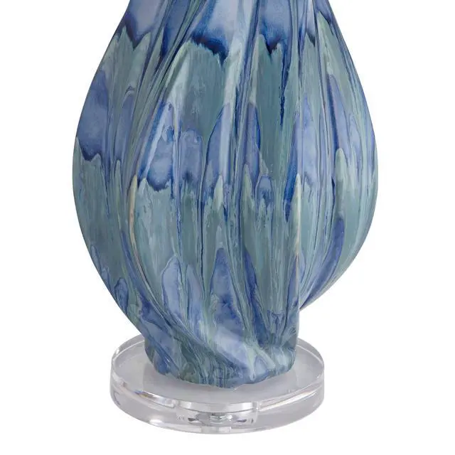 Alt view image 6 of 6 - Teresa Modern Style 3-Way Table Lamp with Table Top Dimmer 31" Tall Teal Blue Ceramic Beige Fabric Drum Shade for Living Room Bedroom House Bedside Home Entryway (Color