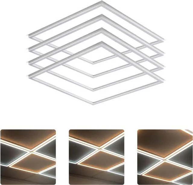 Main image of 2x2 FT Edge-Lit Frame LED Panel Lights,5CCT Selectable 3000K-6500K, 2600/3900/5200LM,20W/30W/40W Switch, Grid Drop Ceiling Lights,0-10V Dimmable, Damp Rated,100-277V,ETL Listed (2X2 Edge - 4 Pack)