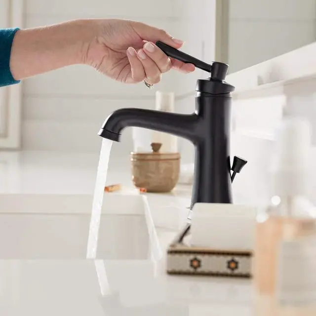 Alt view image 2 of 5 - 4771670 Joleena 1.2 GPM Single-Hole Faucet with Pop-Up Drain, 7.75-Inches Tall, Matte Black