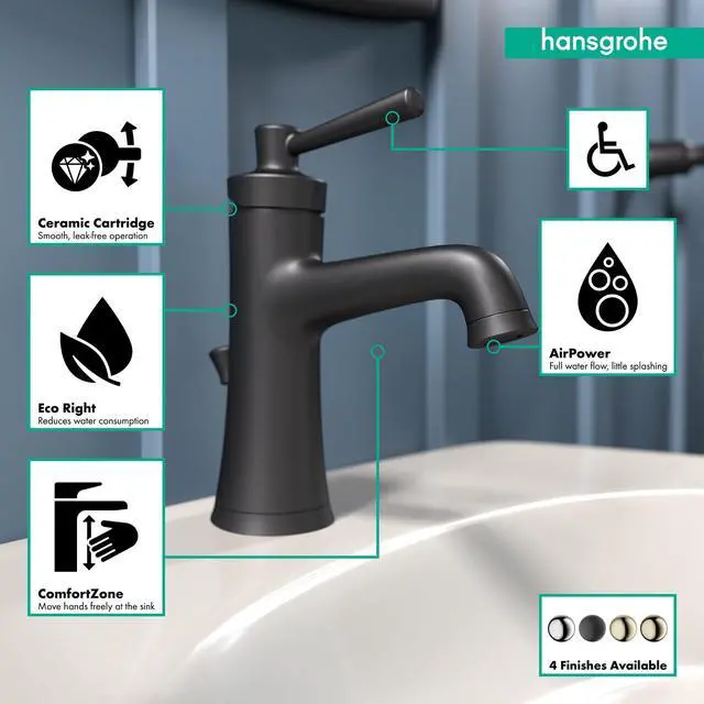Alt view image 4 of 5 - 4771670 Joleena 1.2 GPM Single-Hole Faucet with Pop-Up Drain, 7.75-Inches Tall, Matte Black