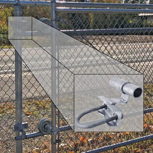 Alt view image 2 of 2 - Rolling/Sliding GATE Track Bracket: for 1-5/8" Track Rail and 1-5/8" to 2-7/8" Fence Post Qty. 6