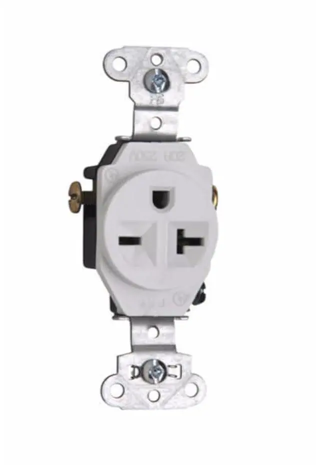 Main image of 20A 240V Heavy Duty Single Receptacle White Color NEMA 6-20R Appliance/Air Conditioner Outlet (20)