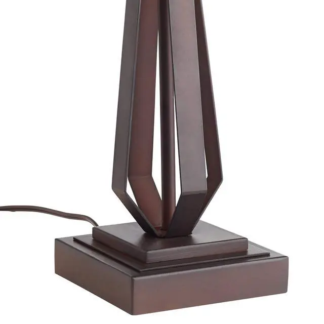 Alt view image 6 of 6 - Roger Marta 25" High Rustic Mission Western Table Lamp Pull Chain Brown Bronze Finish Metal Single Art Glass Shade Living Room Bedroom Bedside Nightstand House Office Home