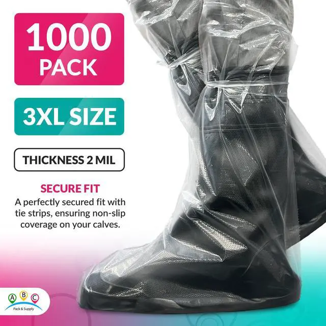 Alt view image 2 of 6 - ABC Waterproof Disposable Boot Covers, 3XL Size. Pack of 1000 Clear Disposable Booties for Shoes Covers. Disposable Shoe Covers for Indoors Non Slip. Shoe Booties Disposable Non Slip