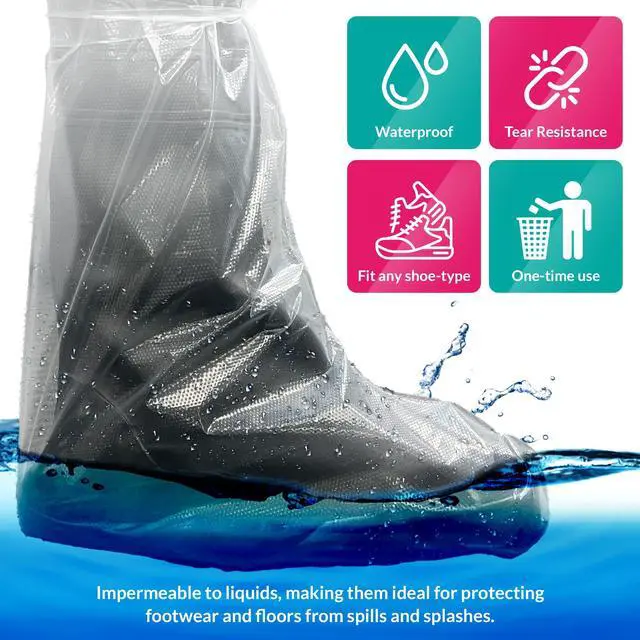 Alt view image 3 of 6 - ABC Waterproof Disposable Boot Covers, 3XL Size. Pack of 1000 Clear Disposable Booties for Shoes Covers. Disposable Shoe Covers for Indoors Non Slip. Shoe Booties Disposable Non Slip