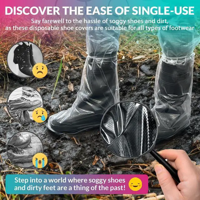 Alt view image 4 of 6 - ABC Waterproof Disposable Boot Covers, 3XL Size. Pack of 1000 Clear Disposable Booties for Shoes Covers. Disposable Shoe Covers for Indoors Non Slip. Shoe Booties Disposable Non Slip