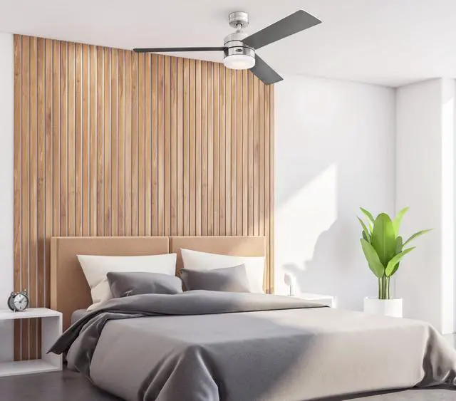 Alt view image 3 of 6 - Alta Vista Smart Ceiling Fan with LED Light and Remote Control, Modern 52 Inch Brushed Nickel Finish, Opal Frosted Glass