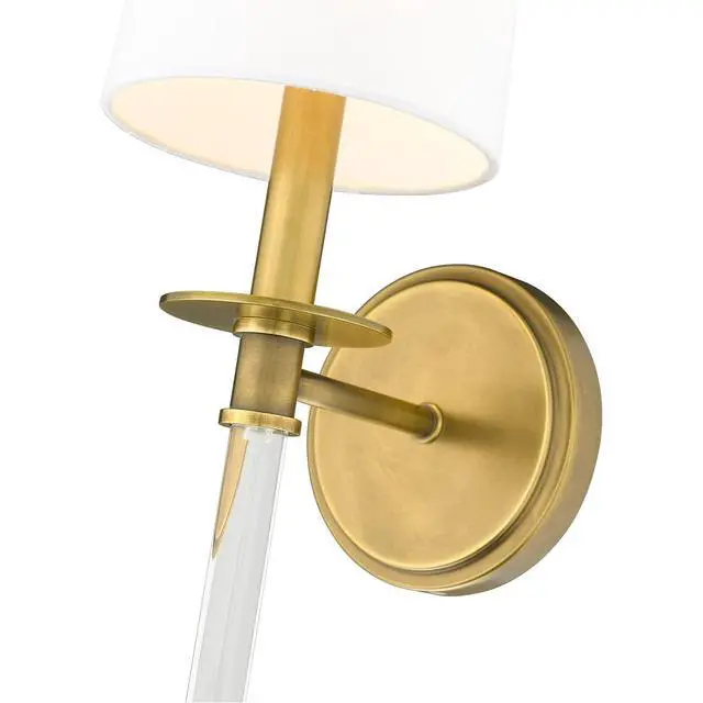 Alt view image 5 of 6 - 1 Light Wall Sconce 808-1S-RB-WH, Brass