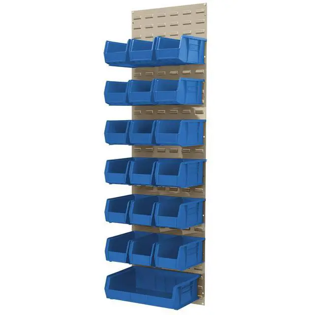 Alt view image 2 of 5 - 30118 Louvered Steel Wall Mount Panel Garage Organizer for Hanging AkroBin Storage Bins, 18-Inch W x 61-Inch H, Beige, Single