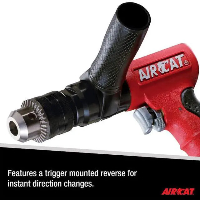 Alt view image 3 of 6 - Pneumatic Tools 4450: 1/2-Inch Reversible Composite Drill Air Tool, Side Handle, 400 RPM,.60 HP Motor