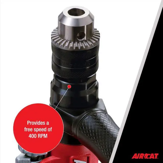 Alt view image 4 of 6 - Pneumatic Tools 4450: 1/2-Inch Reversible Composite Drill Air Tool, Side Handle, 400 RPM,.60 HP Motor