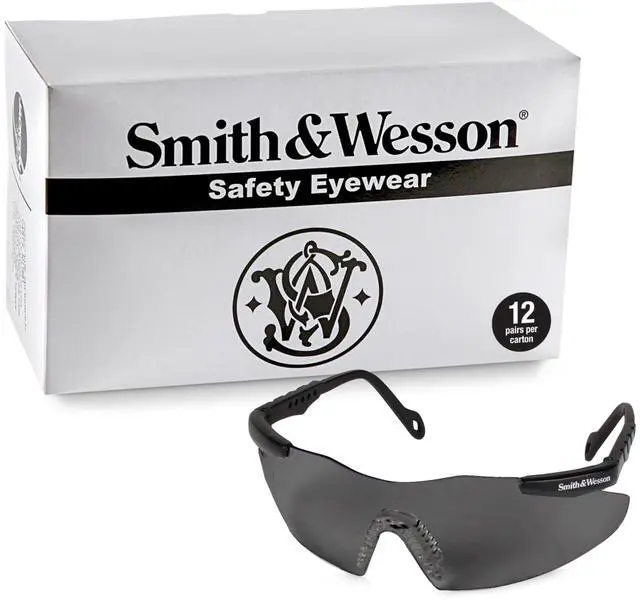 Main image of Smith and Wesson Safety Glasses (19823), Magnum 3G Safety Eyewear, Smoke Lenses with Black Frame, Pack of 12