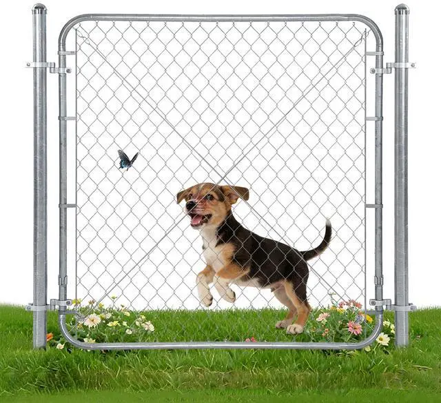 Main image of 48" H Chain Link Fence Gate with 67" Posts Width Adjustable 24"-72" Galvanized Metal Yard, Garden & Farm Gate Kit for Backyard, Dog Fence, Chicken Coop & Side Gates