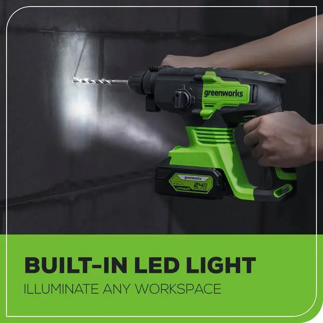 Alt view image 4 of 6 - 24V Cordless Rotary Hammer, 2.1 Joules, Brushless Motor, 1" SDS Plus Rotary Hammer Drill, 4 Modes, LED Light, 4Ah Battery & Charger Included, Ideal for Concrete, Masonry & Demolition