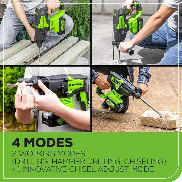 Alt view image 6 of 6 - 24V Cordless Rotary Hammer, 2.1 Joules, Brushless Motor, 1" SDS Plus Rotary Hammer Drill, 4 Modes, LED Light, 4Ah Battery & Charger Included, Ideal for Concrete, Masonry & Demolition