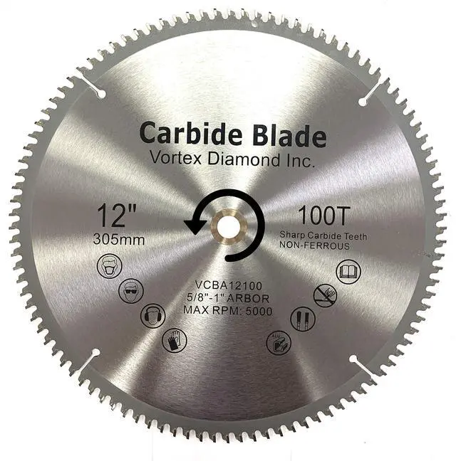 Alt view image 2 of 5 - (5 Pack) VAB 12 Inch 100 Teeth TCT Non-Ferrous Metal Cutting Circular Saw Blade (12 Inch 100 Teeth (5 Pack))