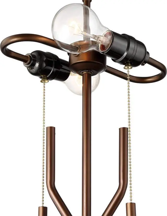 Alt view image 5 of 6 - Marlowe 28 3/4" Tall Rustic Modern Industrial End Table Lamp Pull Chain Brown Bronze Finish Metal Single Woven Shade Cottage Core Living Room Bedroom Bedside Nightstand House