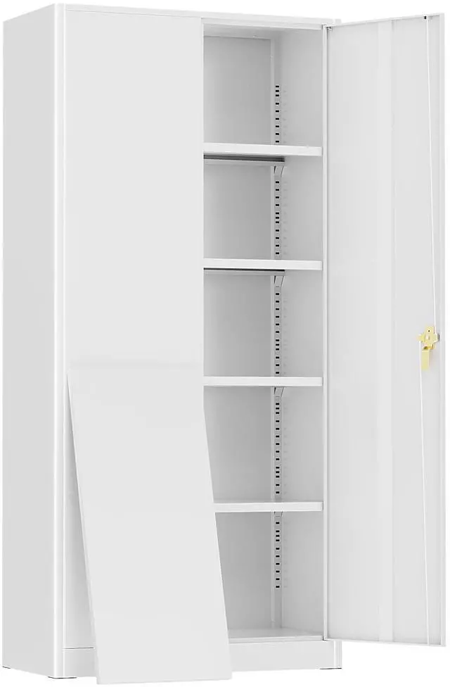 Main image of Metal Storage Cabinet Tool Organizer, 72" Lockable Garage Storage Tool Cabinets with 2 Doors and 4 Adjustable Shelves, Locking File Cabinet for Office, Home, School (72 Wide-White)