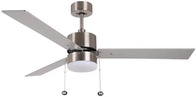 Main image of 52" Brushed Nickel 3-Blade Traditional Ceiling Fan with Selectable Color Temperature LED Light Kit and Pull Chain for Bedroom and Living Room