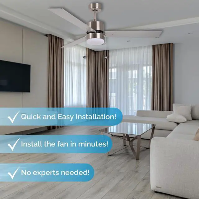 Alt view image 6 of 6 - 52" Brushed Nickel 3-Blade Traditional Ceiling Fan with Selectable Color Temperature LED Light Kit and Pull Chain for Bedroom and Living Room