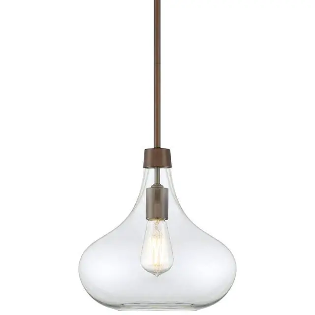 Alt view image 2 of 6 - Cecil Bronze Mini Pendant Lighting Fixture 11" Wide Farmhouse Rustic Clear Glass Shade for Dining Room Living House Home Foyer Kitchen Island Entryway Bedroom High Ceilings