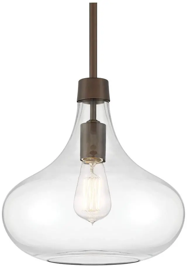 Alt view image 3 of 6 - Cecil Bronze Mini Pendant Lighting Fixture 11" Wide Farmhouse Rustic Clear Glass Shade for Dining Room Living House Home Foyer Kitchen Island Entryway Bedroom High Ceilings