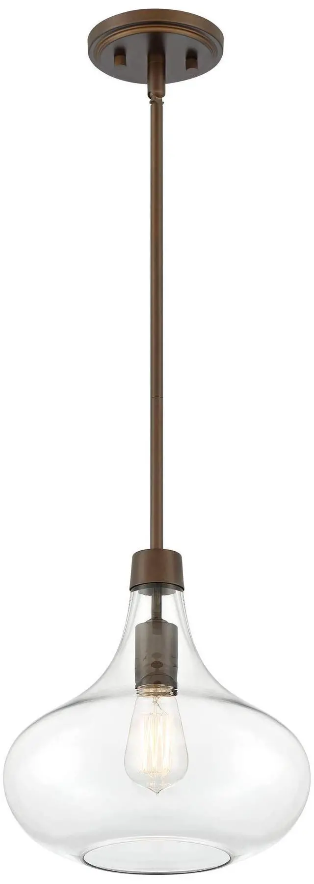 Alt view image 5 of 6 - Cecil Bronze Mini Pendant Lighting Fixture 11" Wide Farmhouse Rustic Clear Glass Shade for Dining Room Living House Home Foyer Kitchen Island Entryway Bedroom High Ceilings