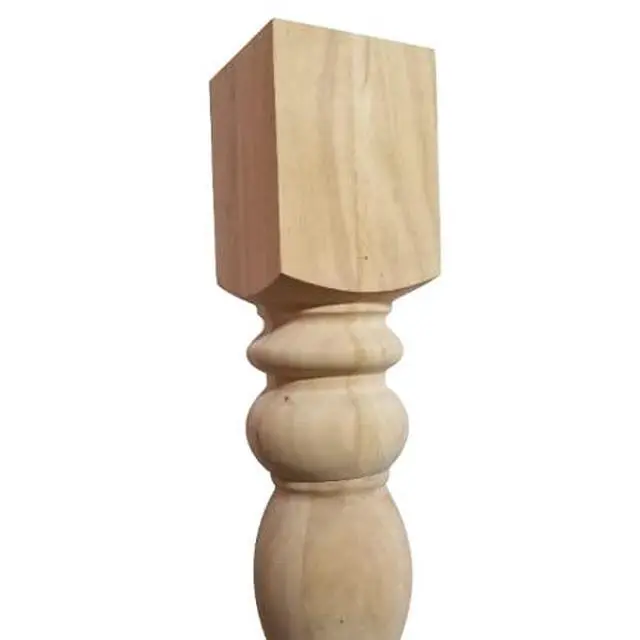 Alt view image 2 of 6 - Chunky Hardwood Unfinished Farmhouse Dining Table Legs Set of 4 Turned Legs