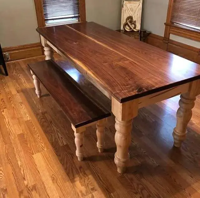 Alt view image 6 of 6 - Chunky Hardwood Unfinished Farmhouse Dining Table Legs Set of 4 Turned Legs