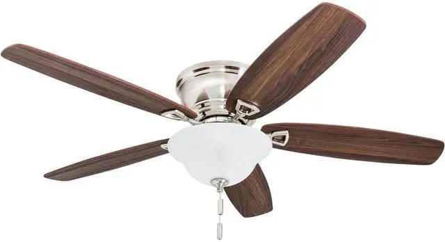 Main image of Ceiling Fans Glen Alden, 52 Inch Classic Flush Mount Indoor LED Ceiling Fan with Light, Pull Chain, Quick-2-Hang Dual Finish Blades, Reversible Motor - 50519-01 (Brushed Nickel)