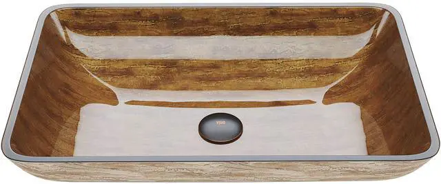 Main image of Amber Sunset 23"L x 15"W x 5"H Over the Counter Glass Rectangular Vessel Bathroom Sink -VG07046