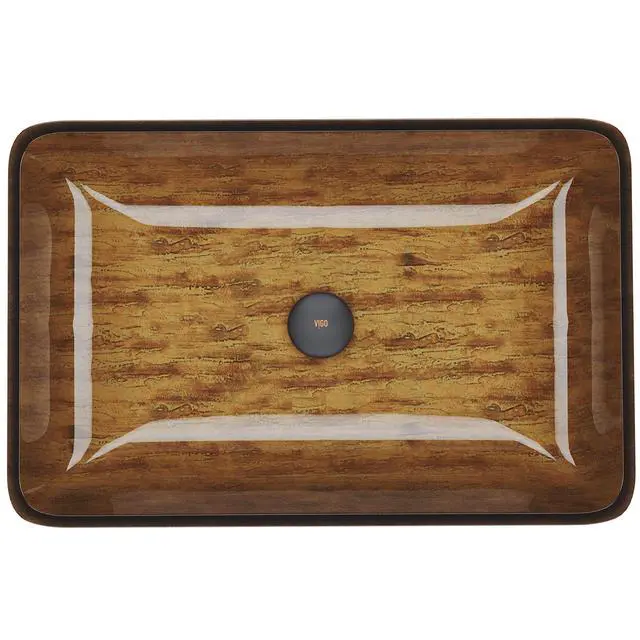 Alt view image 2 of 6 - Amber Sunset 23"L x 15"W x 5"H Over the Counter Glass Rectangular Vessel Bathroom Sink -VG07046