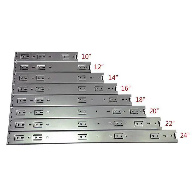 Alt view image 6 of 6 - 10 Pack 3-Section 100 LB Capacity Full Extension Ball Bearing Side Mount Drawer Slides (20 Inches)