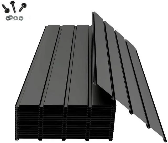 Main image of Domi Metal Roofing Panels 20 PCS, Galvanized Steel Corrugated Roof Panels Waterproof Heavy Duty Metal Siding Panels with Screws for Pergola Gazebo Garage Sheds Mobile Home (Grey)