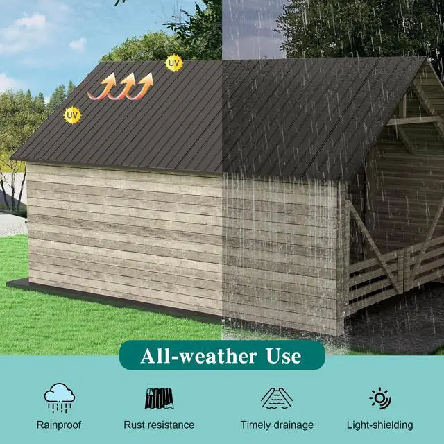 Alt view image 4 of 6 - Domi Metal Roofing Panels 20 PCS, Galvanized Steel Corrugated Roof Panels Waterproof Heavy Duty Metal Siding Panels with Screws for Pergola Gazebo Garage Sheds Mobile Home (Grey)