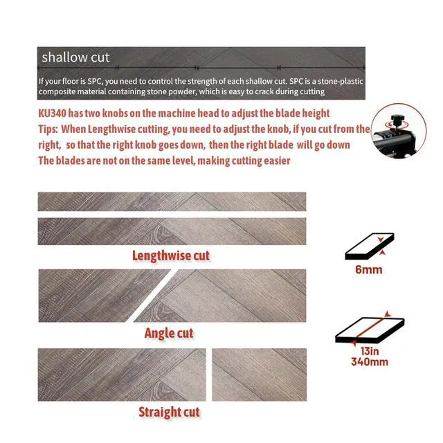 Alt view image 4 of 6 - 13" Pro Vinyl Floor Cutter for LVP, LVT, SPC, PVC,VCT, WPC and Rigid Core Vinyl Plank Flooring,Honing Stone Included