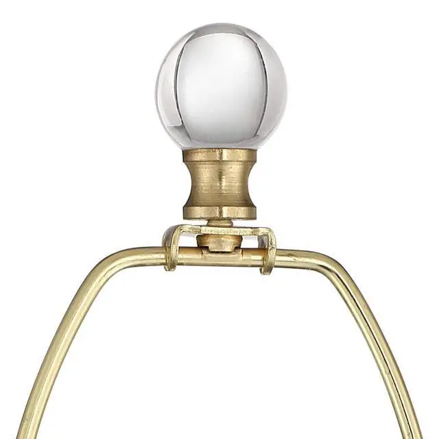 Alt view image 3 of 6 - Halston Modern Art Deco Buffet Table Lamp 32 1/2" Tall Skinny with USB Dimmer Cord Brass Gold Metal Crystal Ball Off White Fabric Drum Shade for Living Room House Home Dining