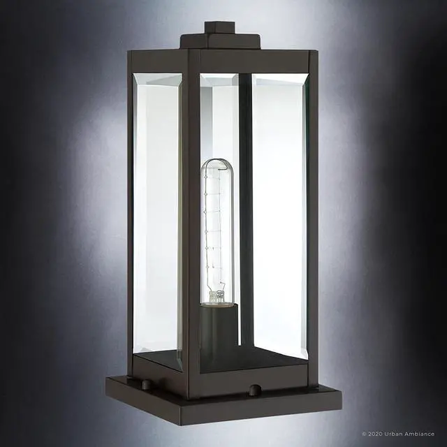 Alt view image 4 of 6 - Luxury Modern Farmhouse Outdoor Post/Pier Light, Medium Size: 16" H x 7.5" W, with Industrial Style Elements, Estate Bronze Finish, UQL1355, Quincy Collection