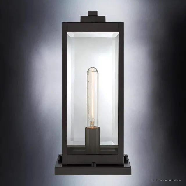 Alt view image 5 of 6 - Luxury Modern Farmhouse Outdoor Post/Pier Light, Medium Size: 16" H x 7.5" W, with Industrial Style Elements, Estate Bronze Finish, UQL1355, Quincy Collection