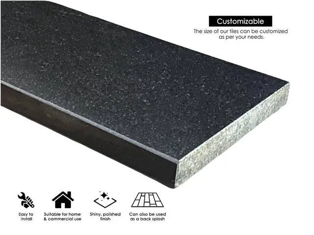 Alt view image 3 of 6 - Absolute Black Granite Threshold (Marble Saddle) Polished, Maintenance Free, Stain Resistant - (5" x 30")