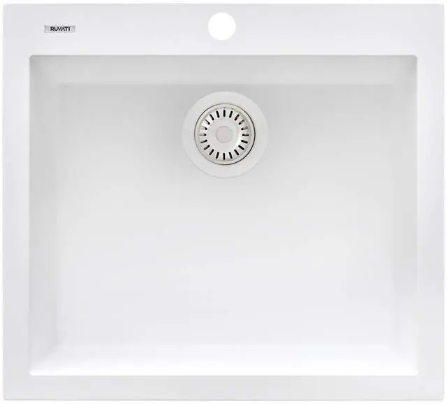 Main image of 23 x 20 inch epiGranite Drop-in Topmount Granite Composite Quartz Single Bowl Wet Bar Prep Sink - Arctic White Matte - RVG1023WH