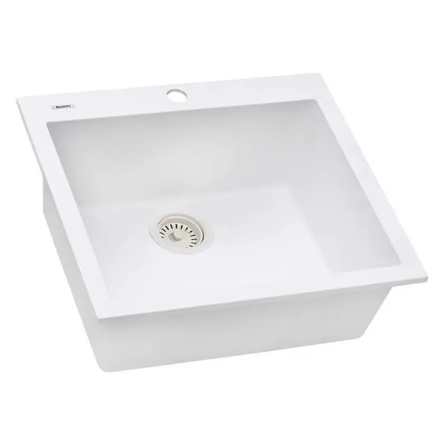 Alt view image 3 of 6 - 23 x 20 inch epiGranite Drop-in Topmount Granite Composite Quartz Single Bowl Wet Bar Prep Sink - Arctic White Matte - RVG1023WH