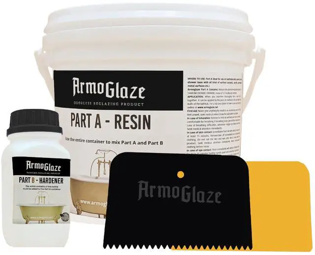 Main image of Shower Base Refinishing Kit, Easy Pour-on Application, Odorless, White Coating - 2 kg, Made In USA. (For Large Shower Base Size 6x3)