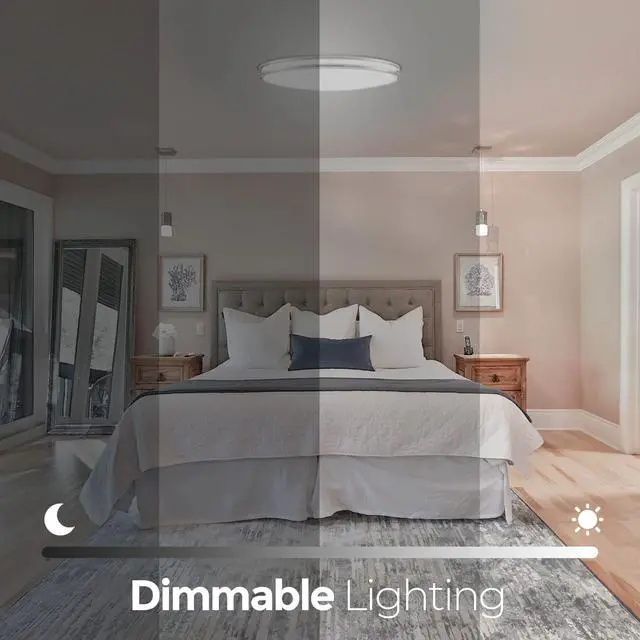 Alt view image 3 of 6 - 32 Inch Oval LED Ceiling Light, 35W, 3000LM, 3000K/4000K/5000K Adjustable, Brushed Nickel Finish Dimmable Flush Mount Ceiling Light for Bedroom, Living Room